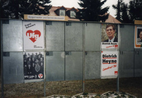 SPD-Wahlkampf 1996 mit Franz Schwarz - unser Logo bereits auf den Plakaten