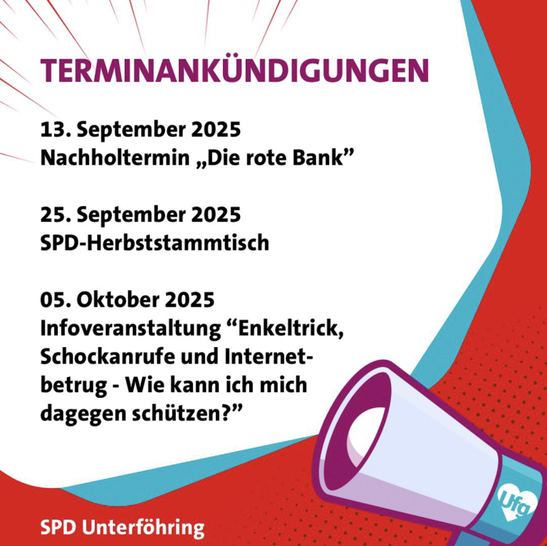 Terminankündigungen September und Oktober 2025