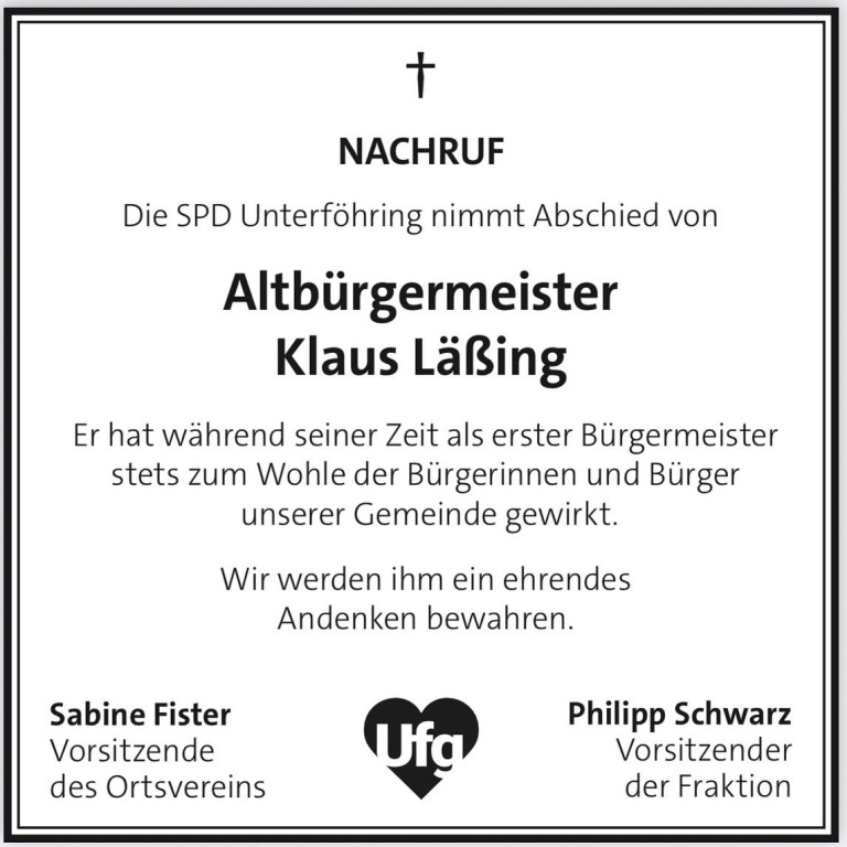 Nachruf Altbürgermeister Klaus Läßing